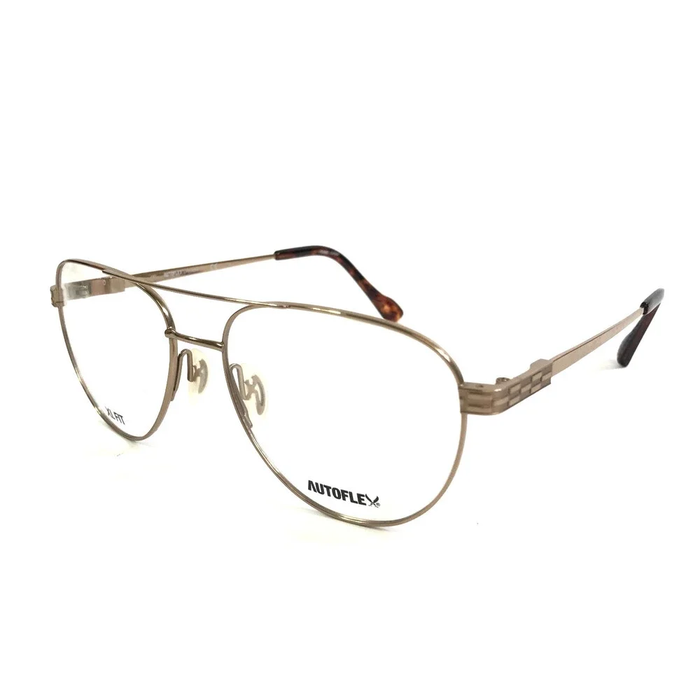 Autoflex by Flexon Eyeglasses Frames 110 710 Gold Aviator Wire Rim 58-17-150